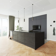 Grå linoleum, eg skiffer brun lak. Profil L4