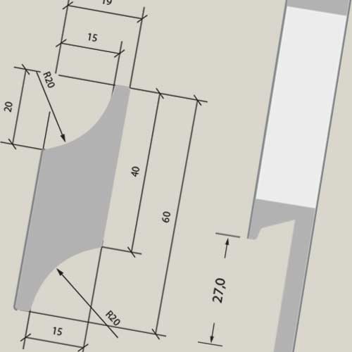 fronter-grebs-mål Billeder af forskellige kantfræsninger af fronter, produktmål på greb. information bruges af køkken sælger